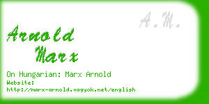 arnold marx business card